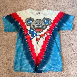 Liquid Blue Patriotic Red & Blue Tie-Dye Bear Tee
